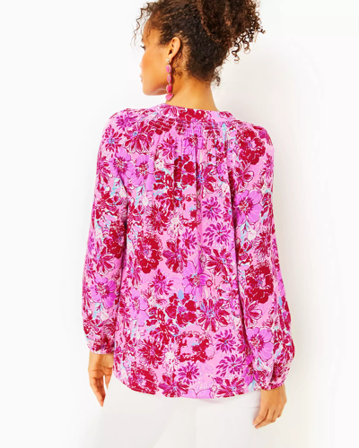 Shop Lilly Pulitzer Elsa Silk Top In Lilac Thistle In The Wild Flowers