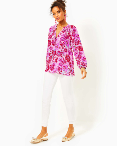 Shop Lilly Pulitzer Elsa Silk Top In Lilac Thistle In The Wild Flowers