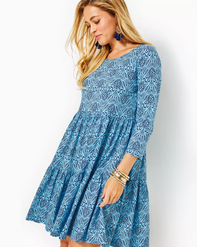 Shop Lilly Pulitzer Geanna Cotton Swing Dress In Bon Bon Blue Go Your Own Wave
