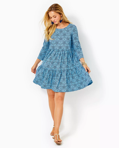 Shop Lilly Pulitzer Geanna Cotton Swing Dress In Bon Bon Blue Go Your Own Wave
