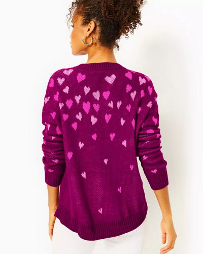 Shop Lilly Pulitzer Elizabelle Sweater In Mulberry Ombre Heart Jacquard