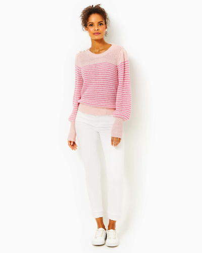 Shop Lilly Pulitzer Finney Sweater In Peony Pink Sparkle Stripe