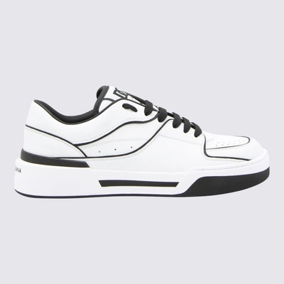 Shop Dolce & Gabbana Black And White Leather New Roma Sneakers