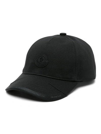 Shop Moncler Logo-patch Cotton Cap In Black