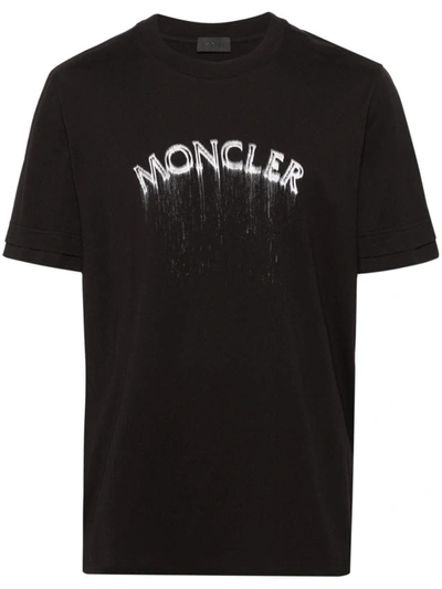 Shop Moncler Logo-print Cotton T-shirt In Black