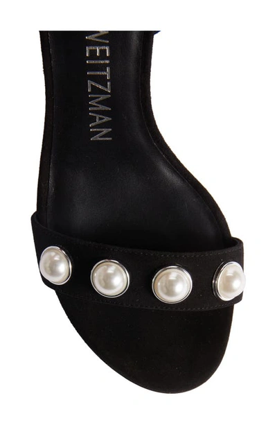 Shop Stuart Weitzman Nearly Bare Portia Sandal In Black Suede