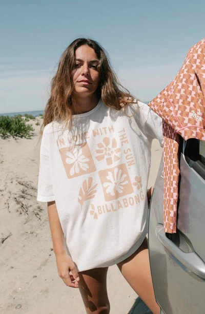 Shop Billabong In Love With The Sun Cotton Graphic T-shirt In Salt Crystal