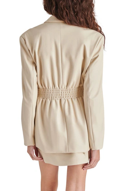 Steve Madden Women's Faux-leather Cinched Waist Blazer In Bone