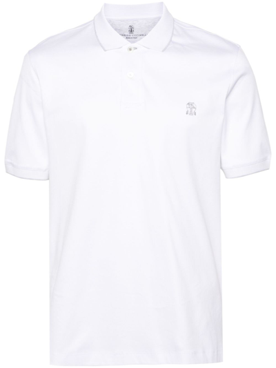 Shop Brunello Cucinelli Logo-embroidered Cotton Polo Shirt - Men's - Cotton In White