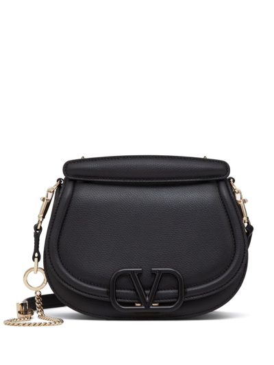 Shop Valentino Black Vsling Leather Shoulder Bag