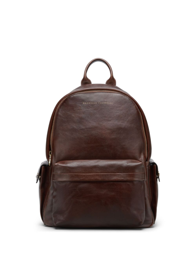Shop Brunello Cucinelli Brown Leather Backpack