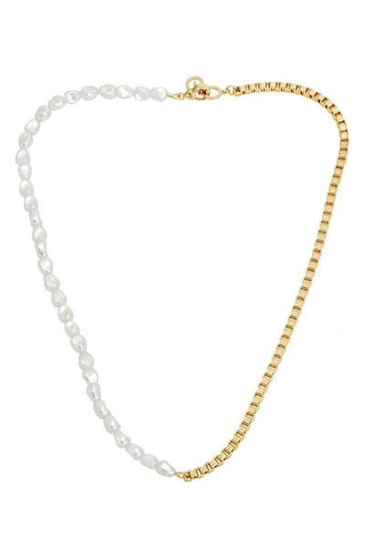 Shop Allsaints Imitation Pearl Link Necklace In Pearl/ Gold