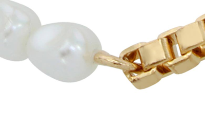 Shop Allsaints Imitation Pearl Link Bracelet In Pearl/ Gold