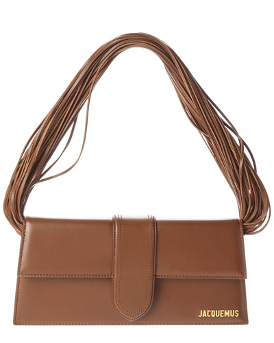Shop Jacquemus Le Bambino Long Ficiu Leather Flap Bag In Brown