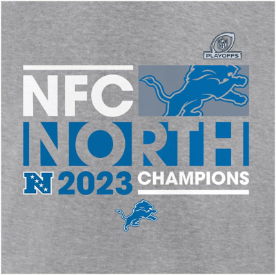 Shop Fanatics Branded Gray Detroit Lions 2023 Nfc North Division Champions Conquer V-neck Long Sleeve T-s