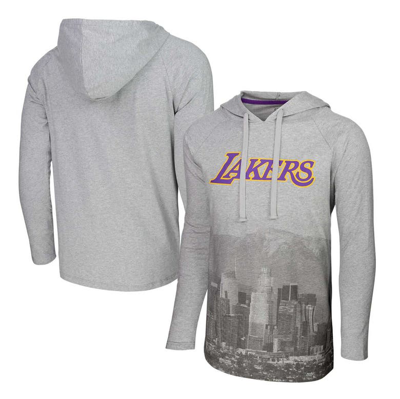 Shop Stadium Essentials Heather Gray Los Angeles Lakers Atrium Raglan Long Sleeve Hoodie T-shirt