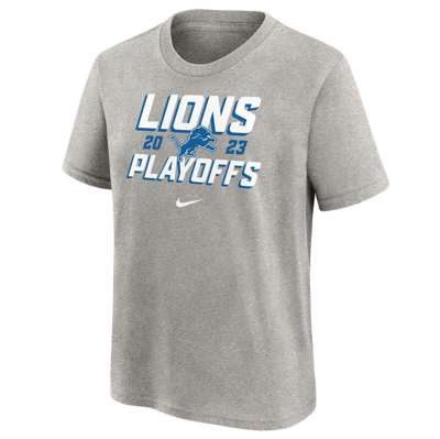 Shop Nike Youth  Heather Gray Detroit Lions 2023 Nfl Playoffs Iconic T-shirt
