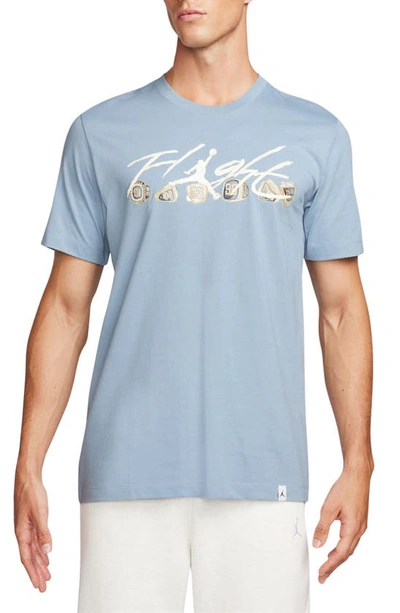 Shop Jordan Flight Essentials Graphic T-shirt In Blue Grey