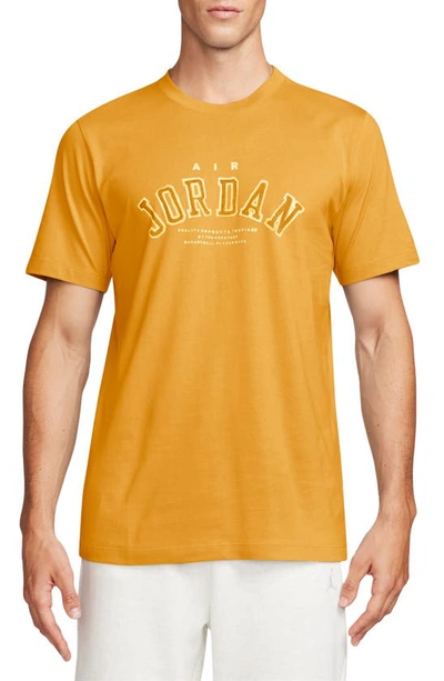 Shop Jordan Flight Essentials Graphic T-shirt In Ochre/ Black/ Sail