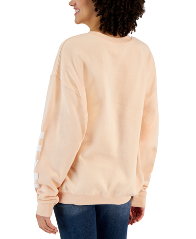 Shop Grayson Threads, The Label Juniors' Crewneck Long-sleeve New York Sweatshirt In Peach