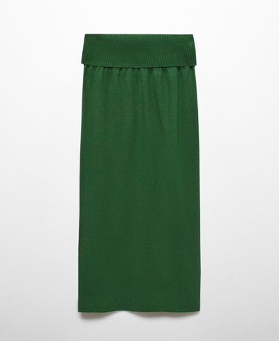 Shop Mango Women's Long Knitted Skirt In Green