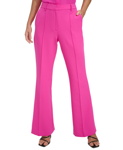 Shop Dkny Women's Flare-leg Pants In Radiant Pink