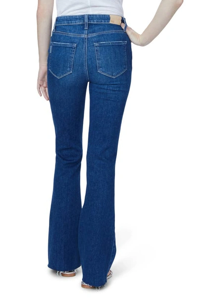 Shop Paige Laurel Canyon Ripped High Waist Raw Hem Flare Jeans In Freesia Destructed