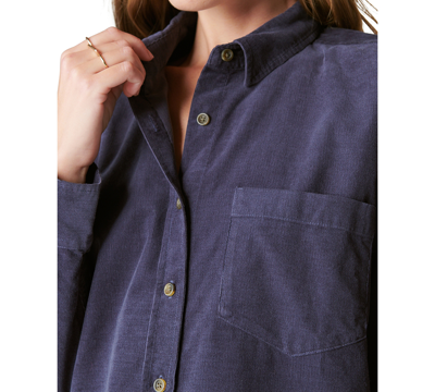 Shop Lucky Brand Women's Long-sleeve Corduroy Button-up Shirt In Navy