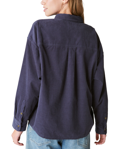 Shop Lucky Brand Women's Long-sleeve Corduroy Button-up Shirt In Navy