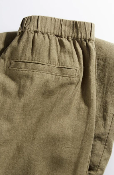 Shop Caslon Wide Leg Pull-on Linen Blend Pants In Olive Burnt