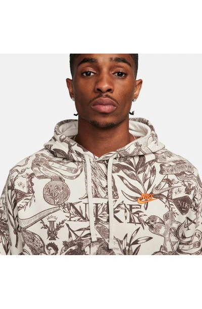 Shop Nike Sportswear Clube Toile Fleece Hoodie In Brown/light Bone