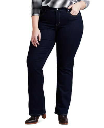 Shop Levi's Trendy Plus Size 315 Mid-rise Shaping Bootcut Jeans In Darkest Sky
