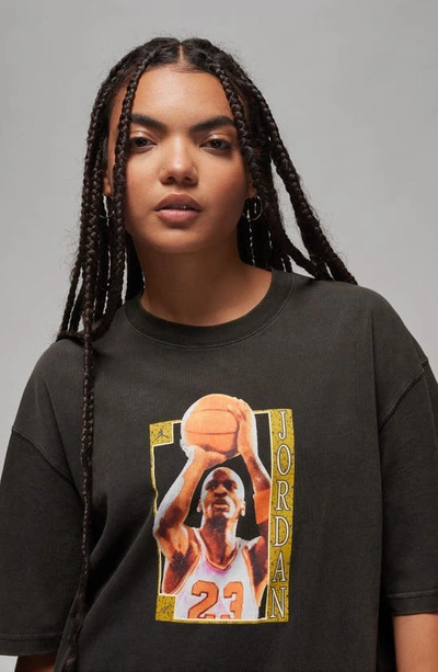 Shop Jordan Oversize Graphic T-shirt In Black/ Iron Grey