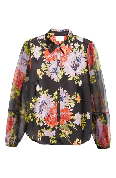 Shop Cinq À Sept Lorna Floral Print Shirt In Black Multi