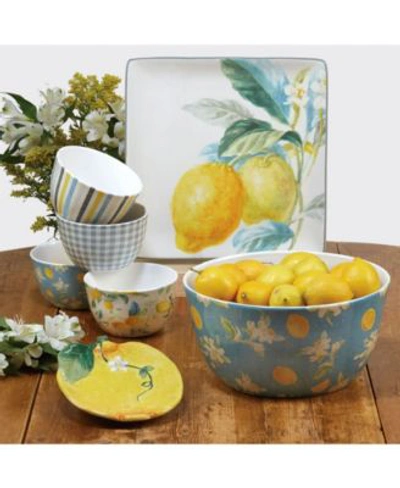 Certified International Citron Dinnerware Collection In White,light Blue,yellow