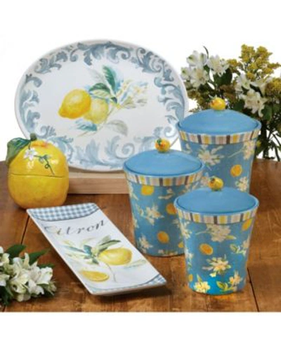 Certified International Citron Dinnerware Collection In White,light Blue,yellow
