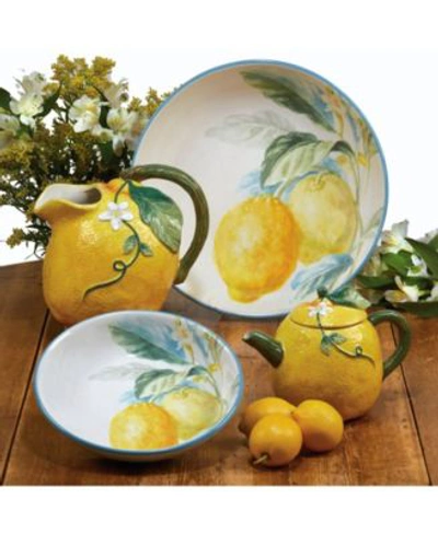 Certified International Citron Dinnerware Collection In White,light Blue,yellow