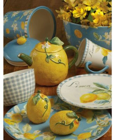 Certified International Citron Dinnerware Collection In White,light Blue,yellow