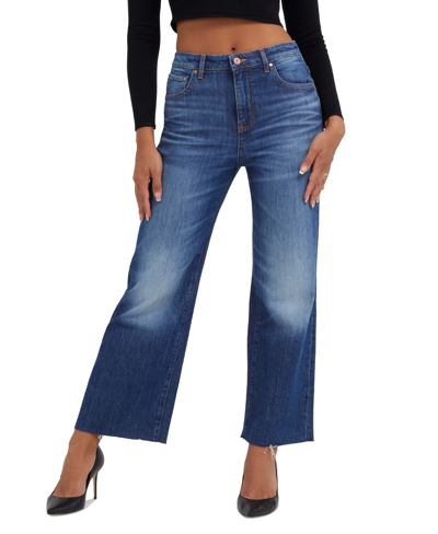 Shop Guess Women's High-rise Wide-leg Ankle Jeans In Feel Free