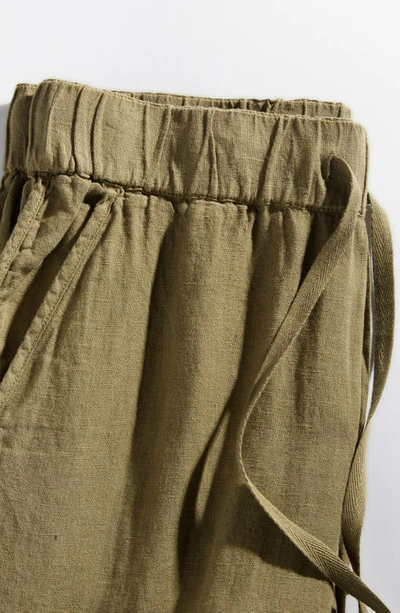 Shop Caslon (r) Tulip Hem Linen Pants In Olive Burnt