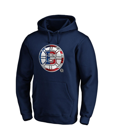 Fanatics Branded Navy Boston Bruins Banner Wave Logo Pullover Hoodie In Navy