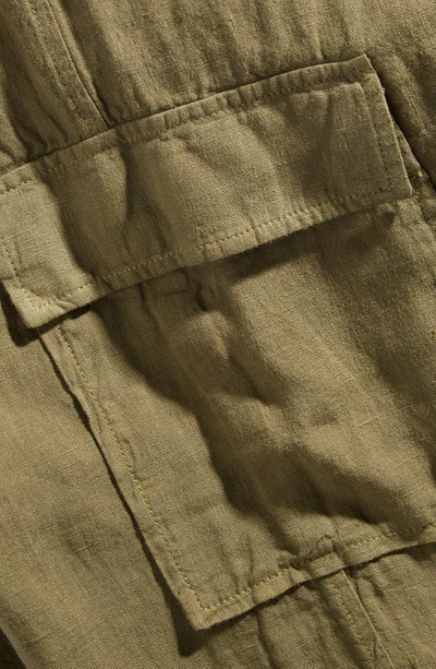 Shop Caslon (r) Drawstring Wide Leg Linen Cargo Pants In Olive Burnt