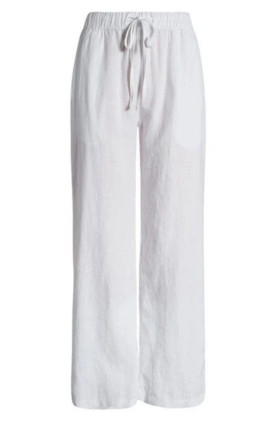 Shop Caslon Drawstring Straight Leg Linen Pants In White