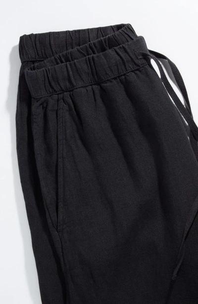 Shop Caslon (r) Drawstring Straight Leg Linen Pants In Black