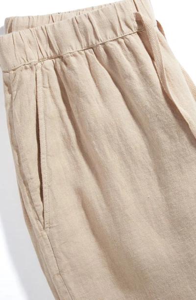 Shop Caslon Drawstring Straight Leg Linen Pants In Tan Oxford