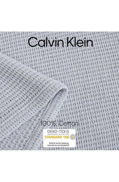 Shop Calvin Klein Honeycomb Cotton Blanket In Blue