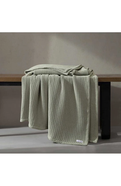 Shop Calvin Klein Honeycomb Cotton Blanket In Green