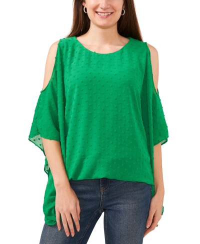 Shop Sam & Jess Women's Cold-shoulder Cape-sleeve Top In Lush Green