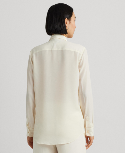 Ralph Lauren Silk Collared Blouse In Mascarpone Cream