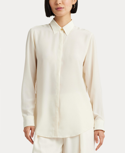 Ralph Lauren Silk Collared Blouse In Mascarpone Cream